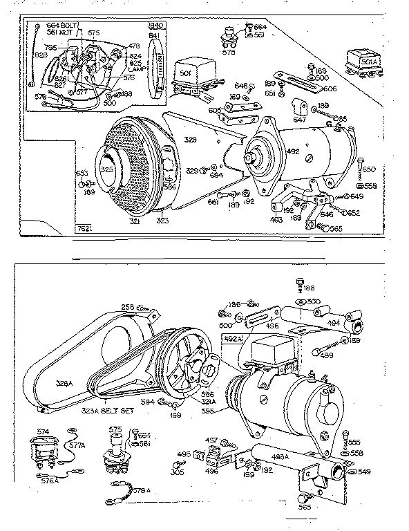 Generator Electric Starter Diagram and Parts List for 233401-233499 0010 - 0060 Briggs and Stratton Engine